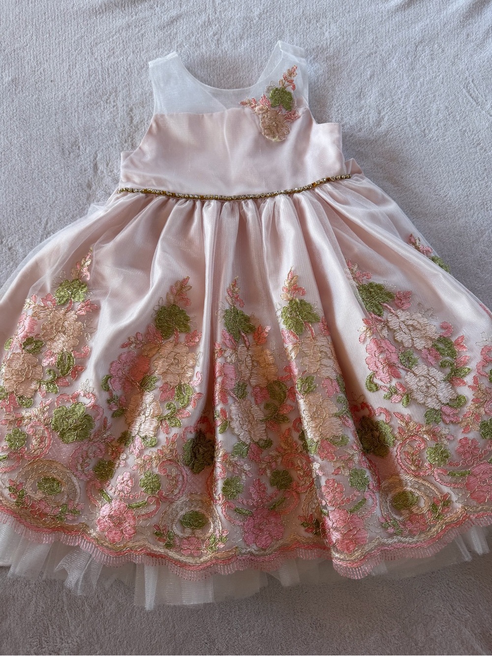 American Princess Blush Pink Floral Appliqué Party Dress Size 5